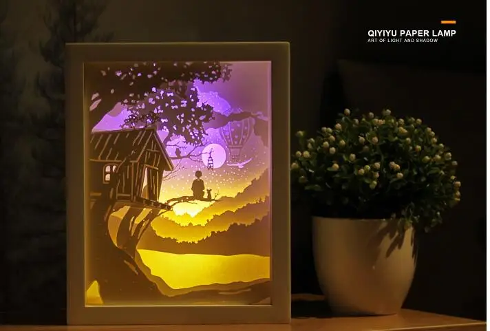 New Magic 3D Frame Light Hollow Engraving Paper Photo Frame Night Light Table Lamp 3d Light Shadow Paper Carving Lamp