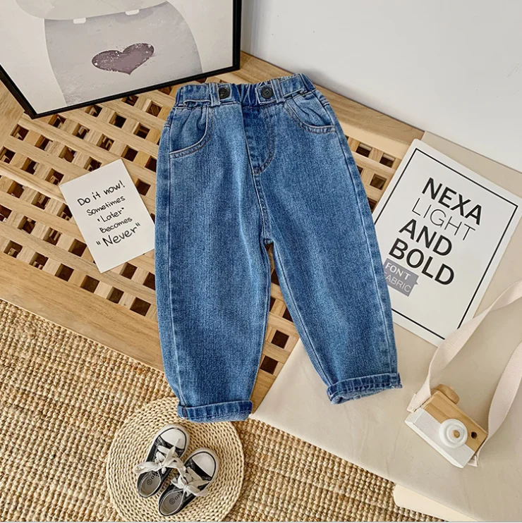 Cotton Girls Jeans Elastic Waist 