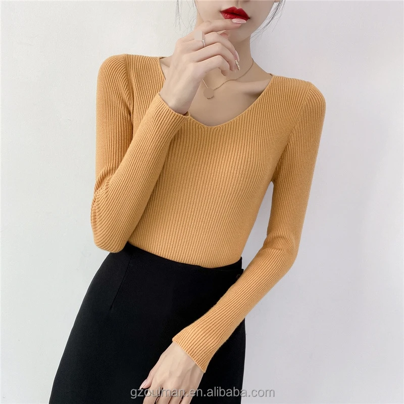 Buy Wholesale Autumn Korean Version V-Neck Solid Color Top