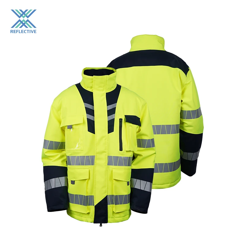 LX  Men Safety Jackets Reflective Work Red Yellow Black Reflector Safety Jackets Safety Winter Jackets for Men