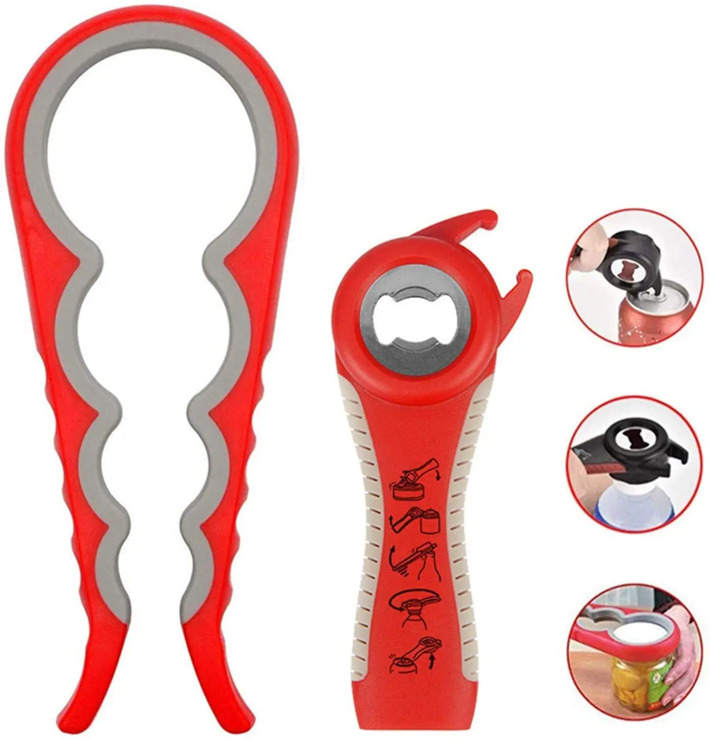 2-Piece Latest Jar Opener Bottle Opener for Weak Hands,Seniors with  Arthritis,Low Strength, Multi Opener Set with Rubber 