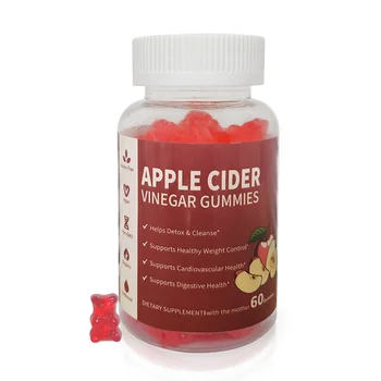 Supports Gut Health and Detoxification Vegan and Organic Apple Cider Vinegar Gummies Candy for Men & Women Dietary Supplement