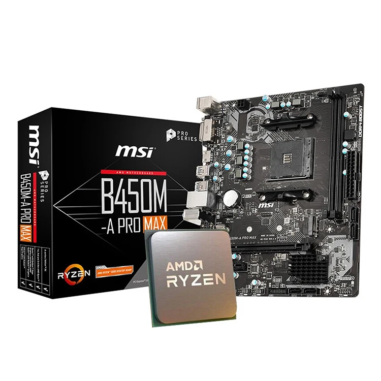 MSI B450M-A Pro Max MATX Gaming Motherboard - Supports AMD Ryzen