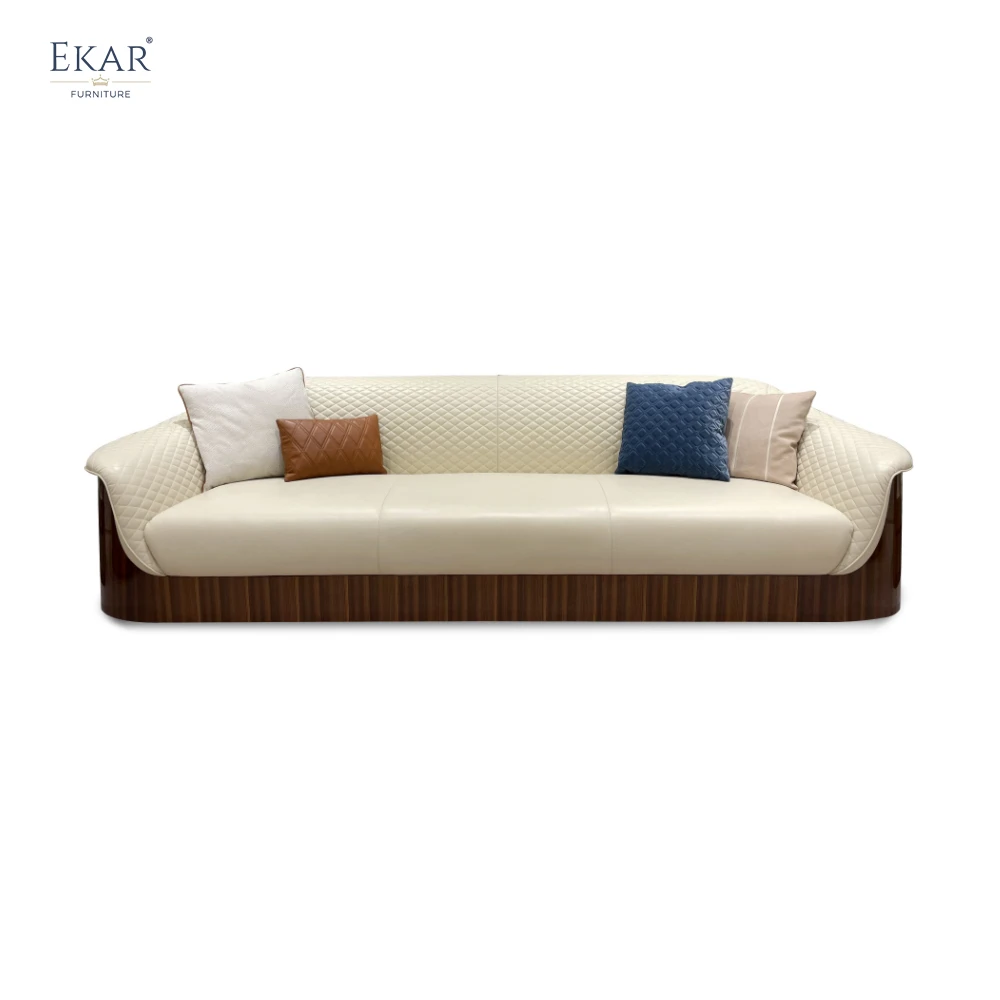 Designer Genuine Leather Sofa with Solid Wood Frame & High-Resilience Sponge - New Quality Design