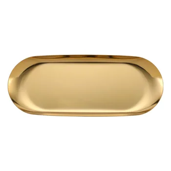 Wholesale luxury Nordic style stainless steel jewelry display tray fruit snack dim sum oval metal tray