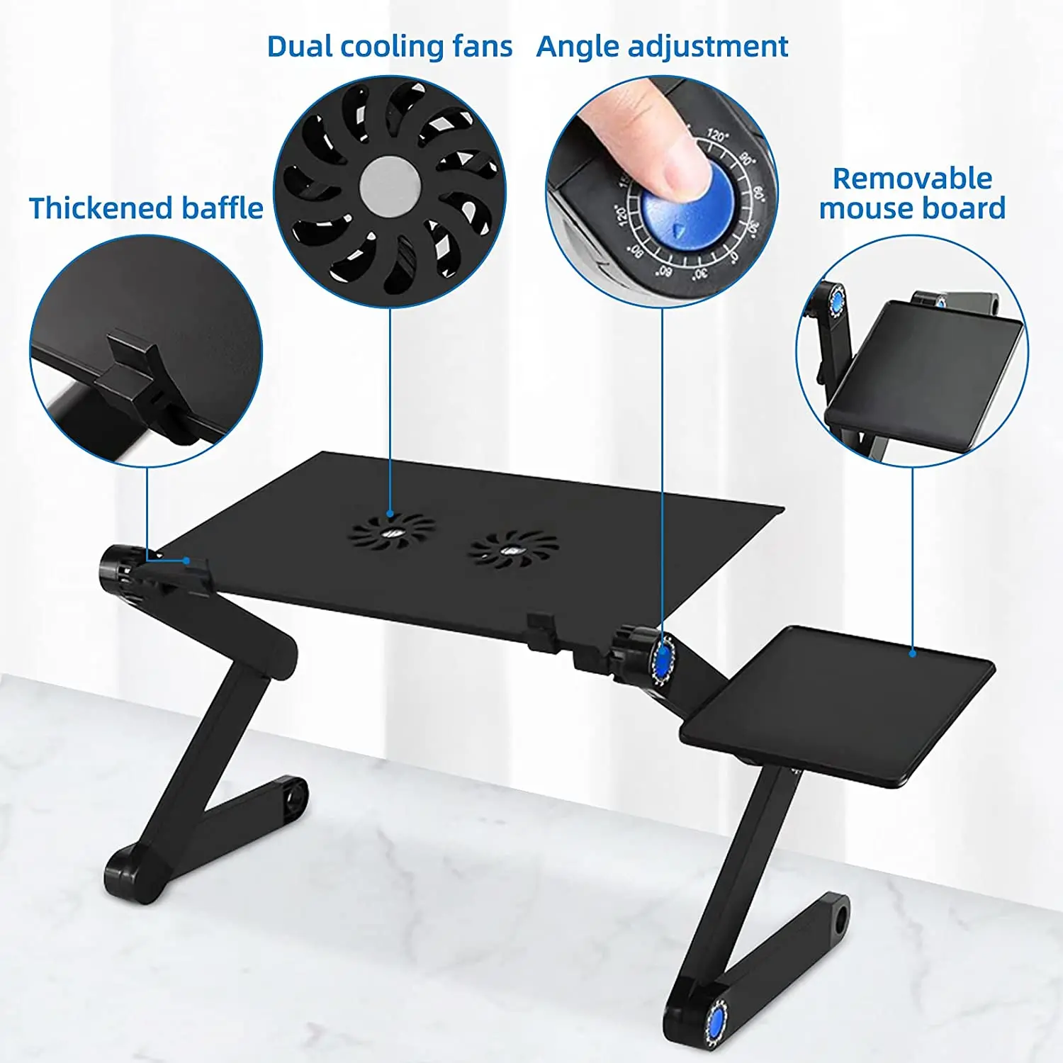 Computer Shelf Collapsible Aluminum Stand Adjustable Folding Lap Laptop Desk
