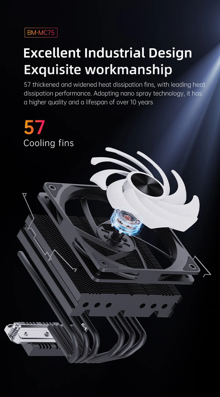 Heat Pipe Cpu Fan, SNOWMAN, PWM, FRGB - detail 20