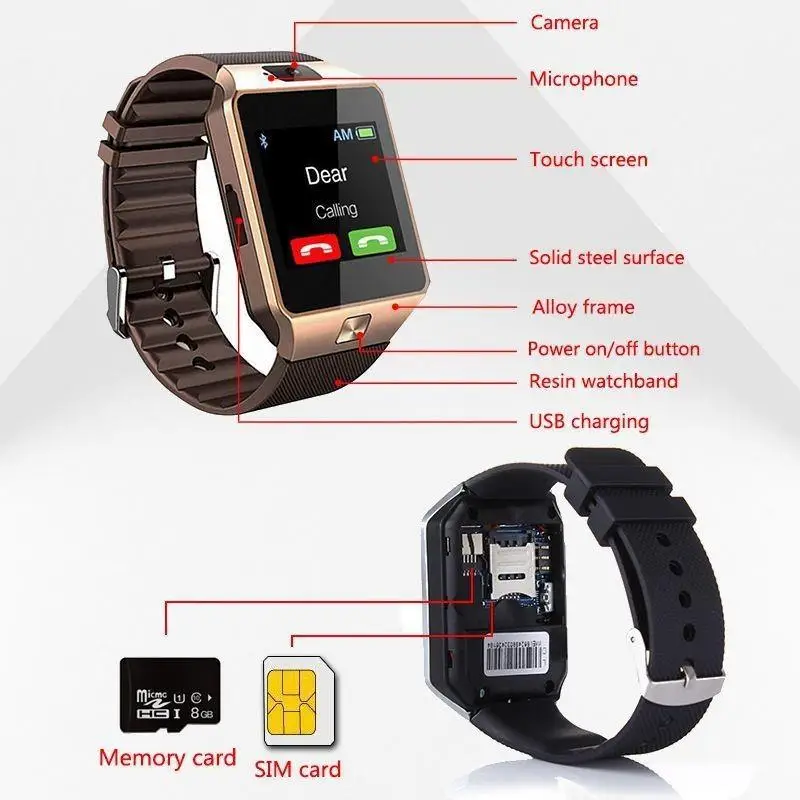 DZ09 Smart Watch with Touch Screen for Smartphone Sim Card  for Android Phone