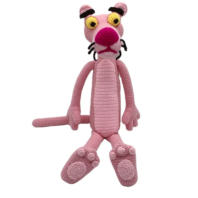 New Arrived Custom Pink Color Crochet Panther Amigurumi Crocheted Panther Dolls for Kids