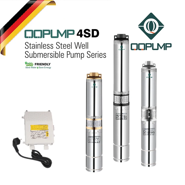 QQPUMP Bomba Sumergible 4" 1Hp 4 Hp 380V Ac Electric Centrifugal Submersible Borehole Deep Well Water Pump Pumps for Irrigation
