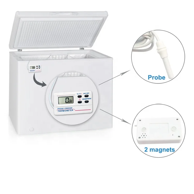 Max Min Digital Small Chiller Refrigerator Freezer Fridge Thermometer With Probe and Temperature Alert