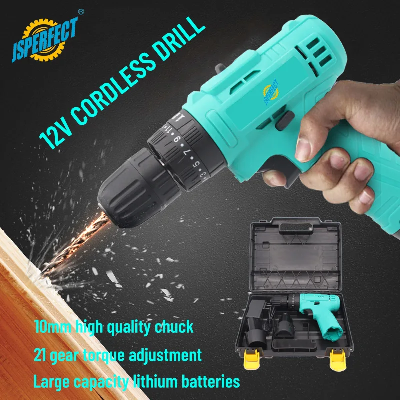 JSPERFECT Habo 12v Cordless Mini Drill Electric Drill Impact