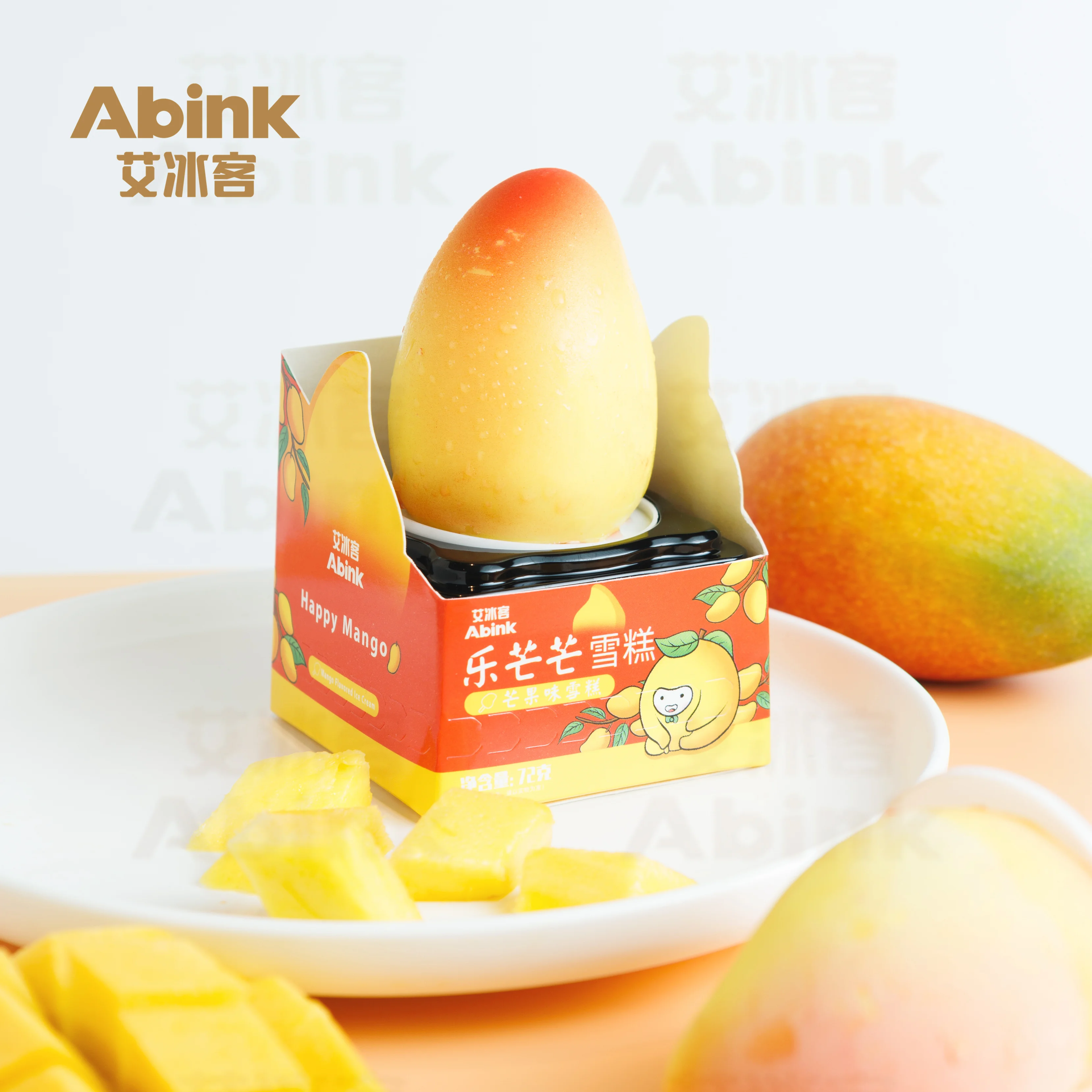 Abink Happy Mango Ice Cream Refreshing 3D Fruit & Chocolate Shapes Wholesale Original Flavor with Milk Added Stick Box