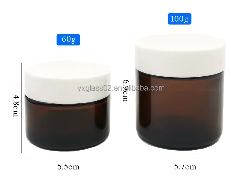 Supplier amber empty round face cream glass jar with screw lid package container 5g10g15g20g30g50g60g100g factory