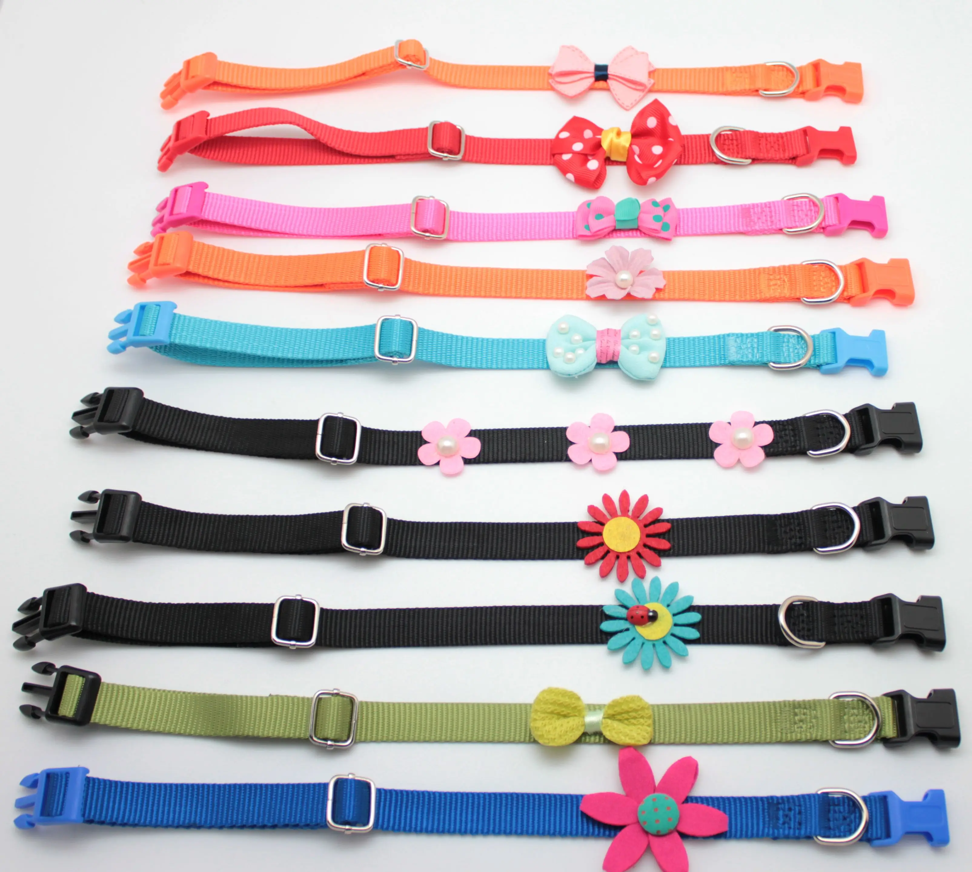 Bell Cat Collar with Bow Tie & Bell Solid Colors Nylon Material Breakaway Pet Collars for Cats Kittens Puppy