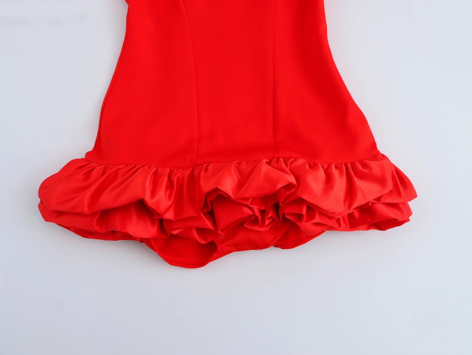 Square Collar Red Color Stylish Design Slim Fit Sleeveless Women Summer Short Mini Dress with Underwear