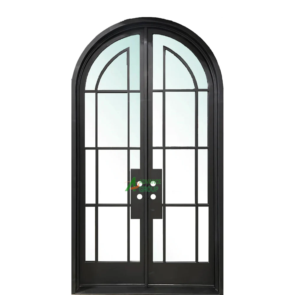 Advance European New Grill Latest Design Safety Double Entrance Wrought Iron Door