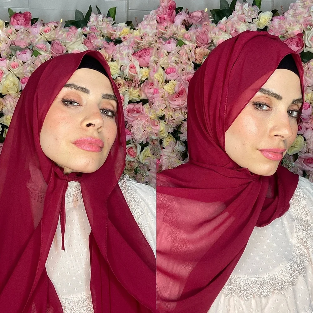 Hijab - Foulard Da Donna Musulmana, Di Alta Qualità Turca, Moderni, In Chiffon Islamico, Per Donne E Donne, In Morbido Chiffon, Per Hijab, O J, Taglia Unica - Foto 6