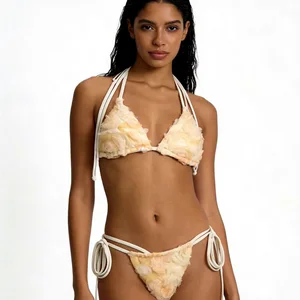 2026 Flower Euro-American Style Women's Seamless Swimsuit New Stylish Petal Bikini Triangle Beachwear From Factory Manufacturer
