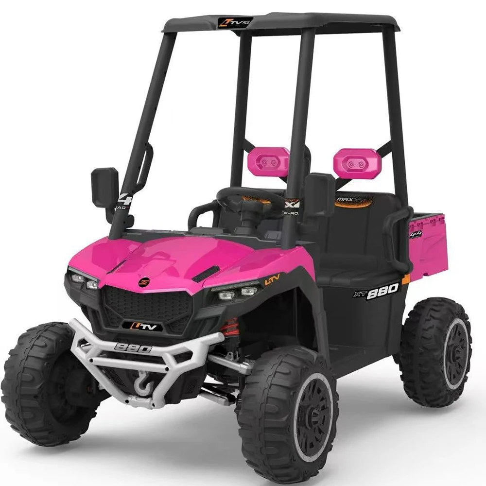 New Children Electric Ride-On Car with Remote Control Four Wheel Drive Rechargeable Double Seat Beach Metal Construction