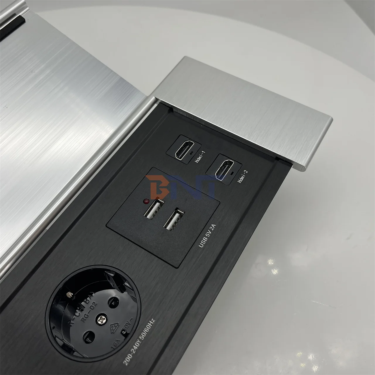 CE Approved Embedded Side Slide Socket Meeting Table Desktop Hidden Power Outlets Socket USB Port