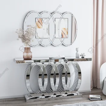 2022 Modern Mirrored Style Hotel Luxury Living Room Console Table