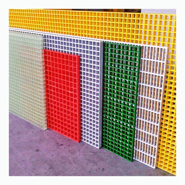 Factory Supply Customized FRP Grating Mesh Corrosion Resistance Fiberglass Floor Walkway Platform Construction Molding Cutting