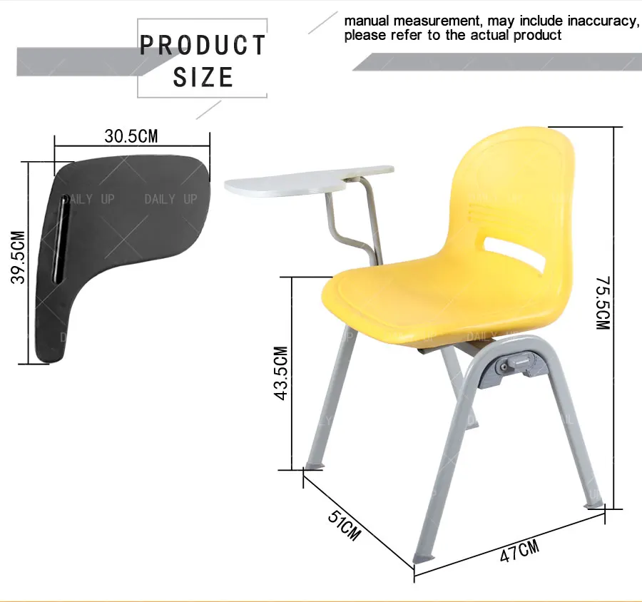 Solid School Training Chair With Tablet Stackable Metal Frame Office Chair With Ergonomic Backrest For Students And Meeting