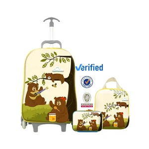 Customized 16inch 3D Climb Stairs Print 3 Piece EVA  Suitcase Trolley Children Kids Luggage Sets with Lunch Bag