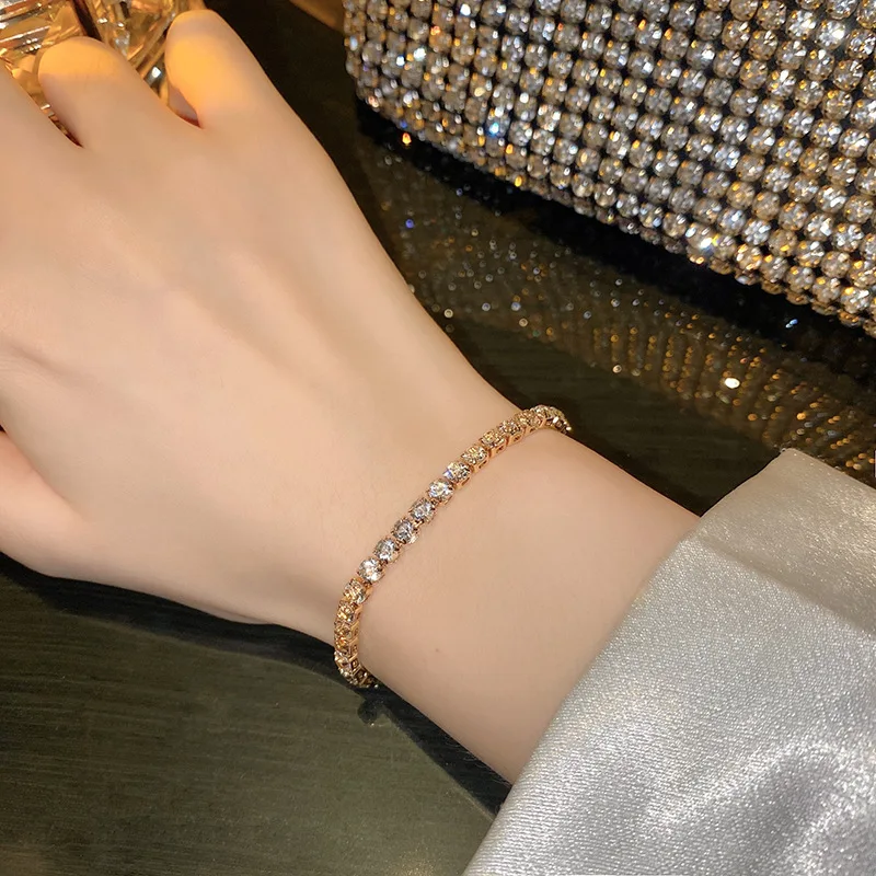 Wholesale Exquisite Full Diamond Bracelet Women 2024 Year New Trend Light  Luxury Zircon Bracelet
