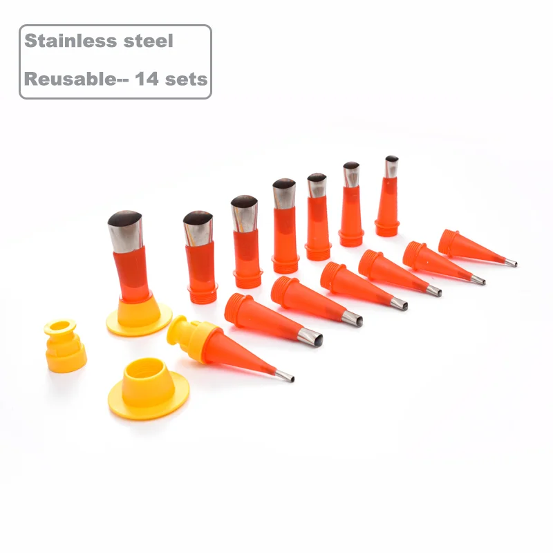 Wholesale Professional Reusable 14 Pcs Caulking Gun Nozzle Stainless Steel Caulk Nozzle