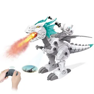 Kid DIY Block Dinosaur Radio Control Toy Electric Powered Plastic Dinosaur Gift with Pray Fire
