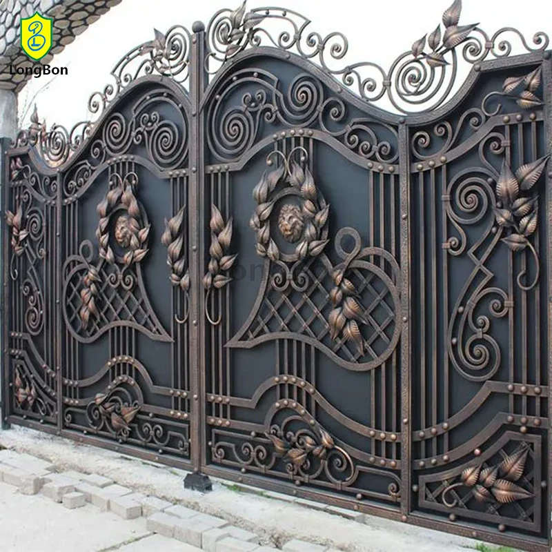 Modern Design Motorized Automatic Wrought Iron Driveway Gate Louver Fence Gate for Home and Garden