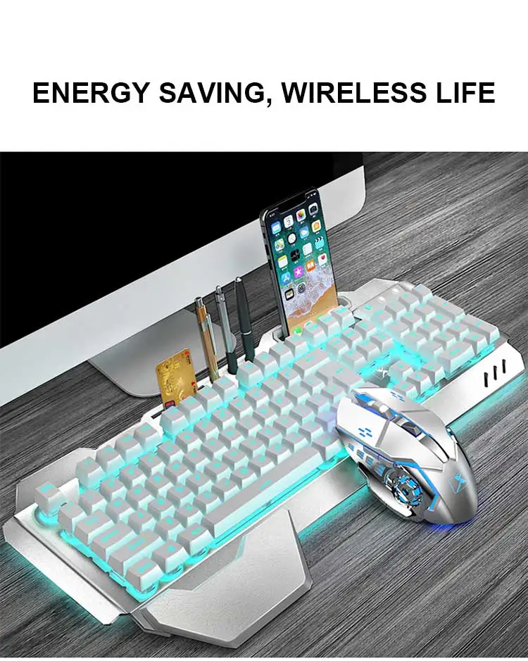 Ancrue Gaming Design Wireless Keyboard and Mouse Combo Set LED for Laptop Computer Gamer