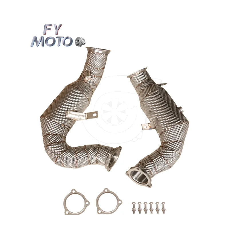 Exhaust Catted Downpipe For Porsche Macan S Turbo 3.0T 3.6T 2014+ With Heat Shield
