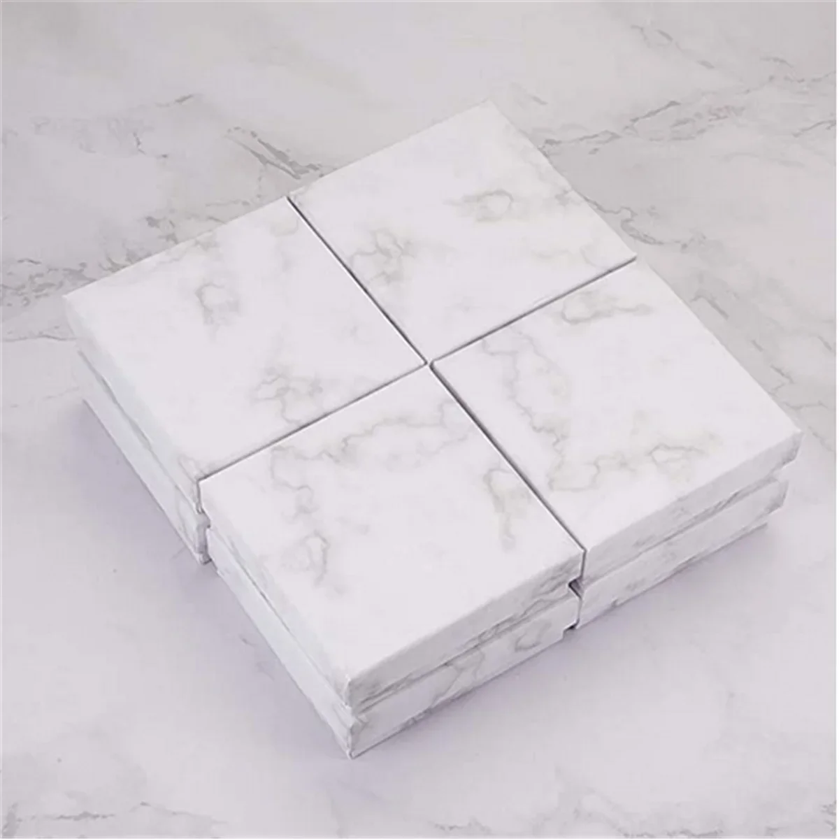 Customized Marble Design square Shape Luxury Cardboard Packaging Box Jewelry Custom logo for Christmas