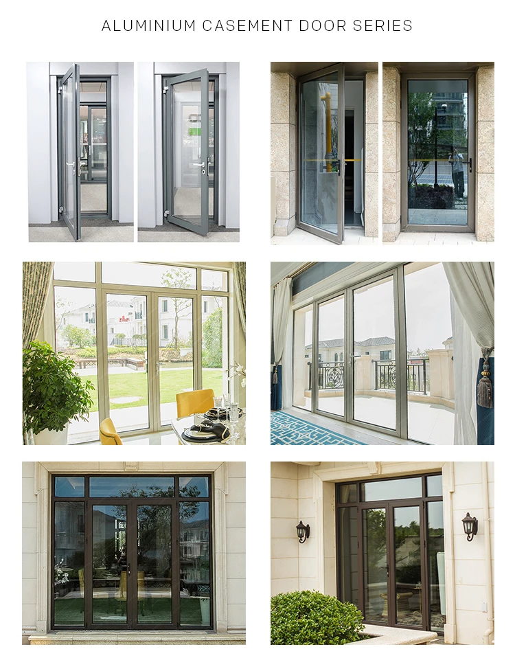 Pubilc Building Exterior Doors Hinged Door Aluminium Frame Glass Casement Door factory