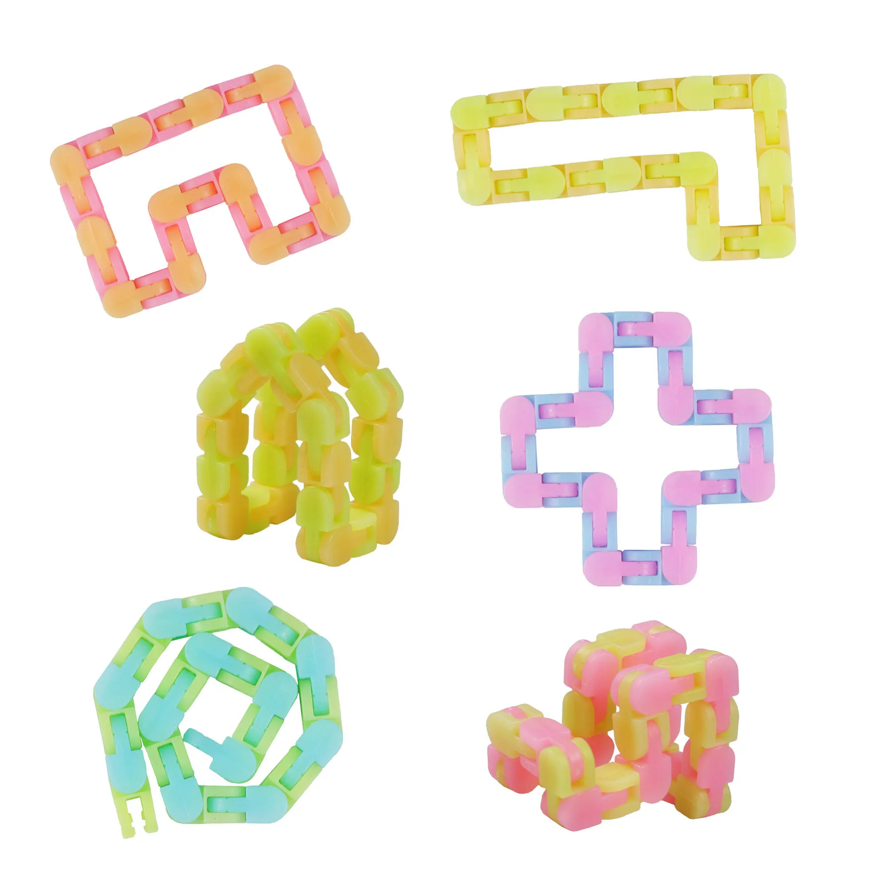 Fidget Stress 24 Links Glow in the Dark Puzzle Snake Bike Chain Wacky Track Toy