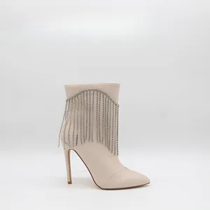 BUSY GIRL HQ1113 Women's Ankle Boots Wholesale Rhinestone Ankle Boots for Women with Pointed Toe Thin Heel Custom 2026