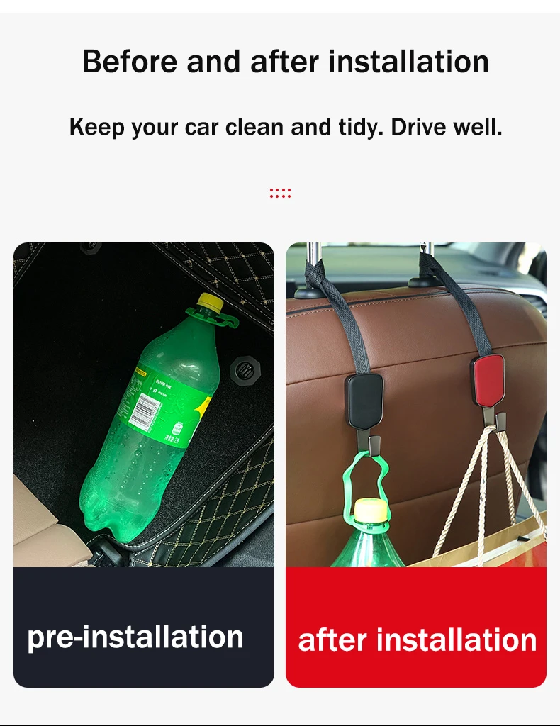 Car Seat Backrest Adjustable Loadbearing Universal Hooks Storage Women