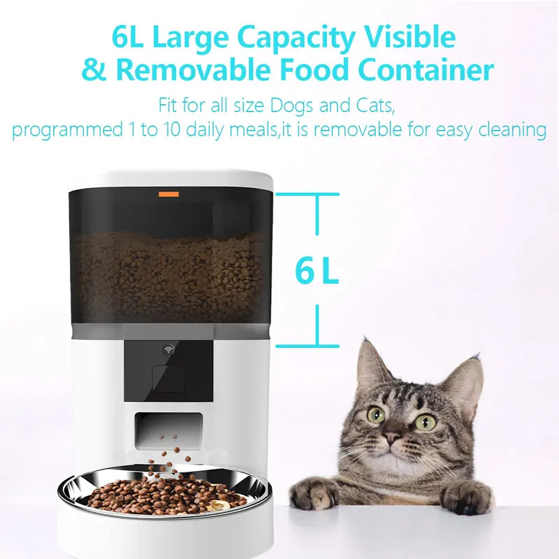 WiFi Pet Automatic Feeder Transparency Elevated 304 Stainless Steel Pet Bowl Products Cat Food Automated Pet Feeder