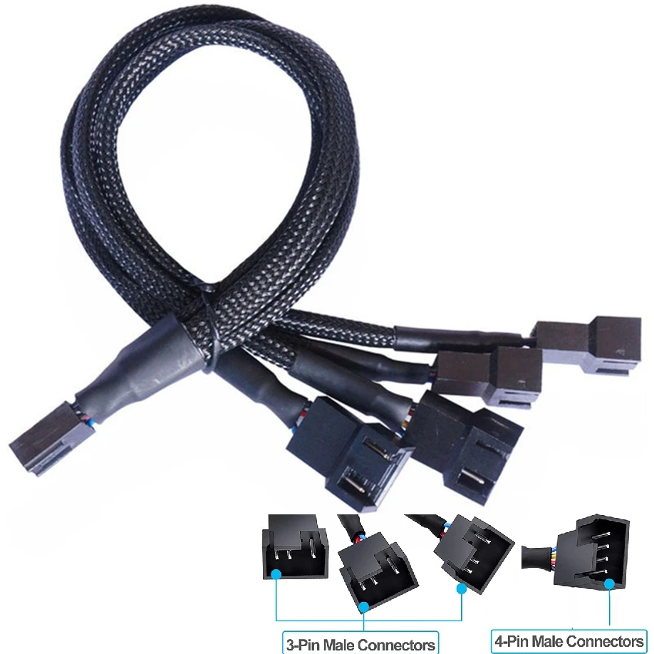 GINTOOYUN 2 Pack 1 To 4 ARGB 5V 3 Pin Female To Four SM 3 Pin