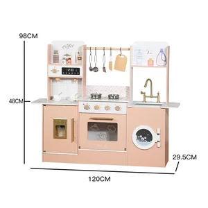 EDULAND Wooden MDF Play Set for Kids Girls Pretend Play House Artificial Cooking Refrigerator Dining Kitchen Toy Gift Box
