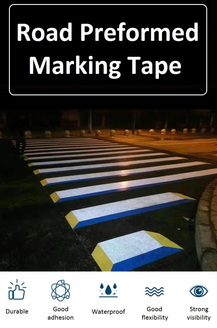 Yellow Reflective Pavement Marking Tape Slip Resistant Sensory Path And