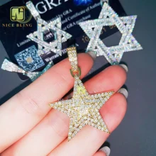 Start Pendant moissanite Pentagon Star of David 925 Silver Hip Hop Jewelry custom pendant moissanite