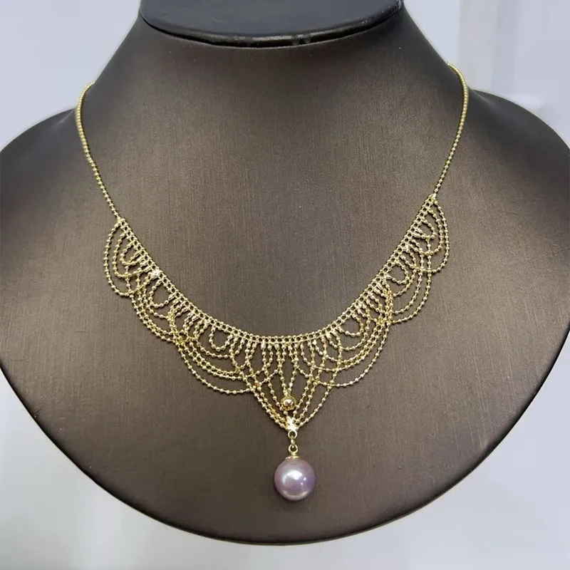 Retro Lace Freshwater Pearl Pendant Necklace