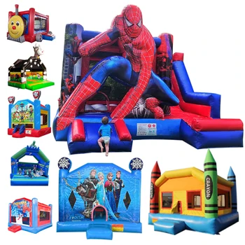 Party rentals equipment kids party inflatables bouncer combo spiderman bounce house with slide
