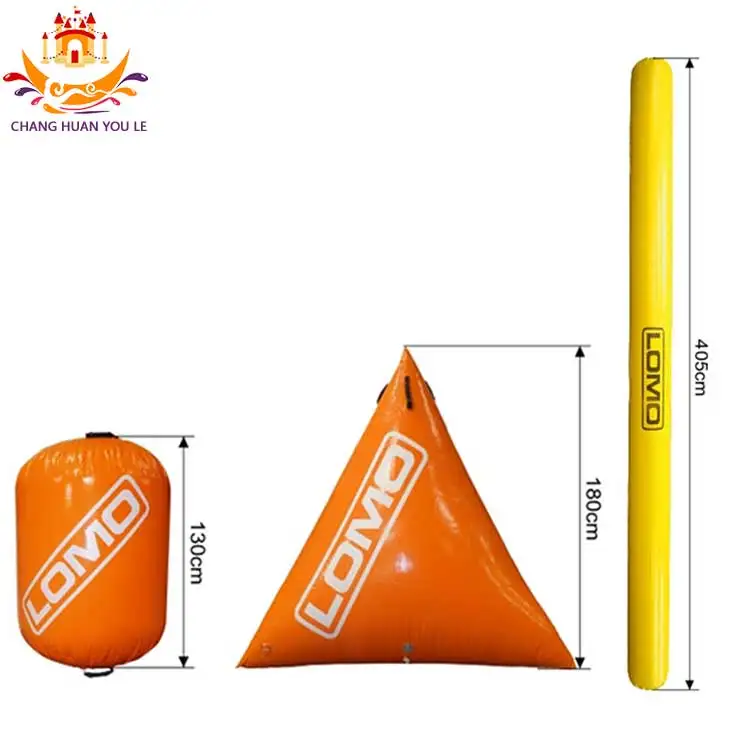 Yellow Red Color Custom Logo Swim Life Buoy Open Water Inflatable Long Cylindrical Swimming Floating Buoy