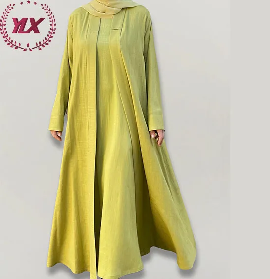Wholesale Newest Abaya Turkey Weeding Dubai Ladies Modern Women Fashion Muslim Gown Linen Dress Dubai Abaya Dress