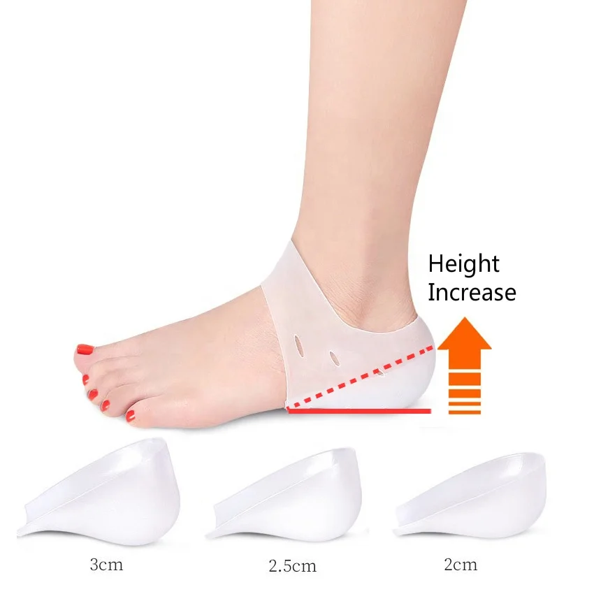 Details about   Unisex Silicone Height Increase Insoles Heel Cushion Soles Invisible Socks Pad 